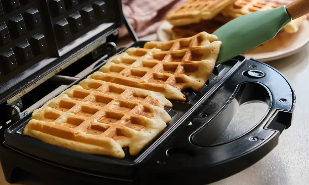 cooking waffles