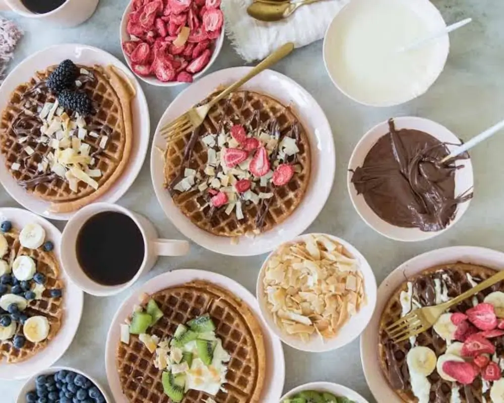 how to serve waffles to at waffle party