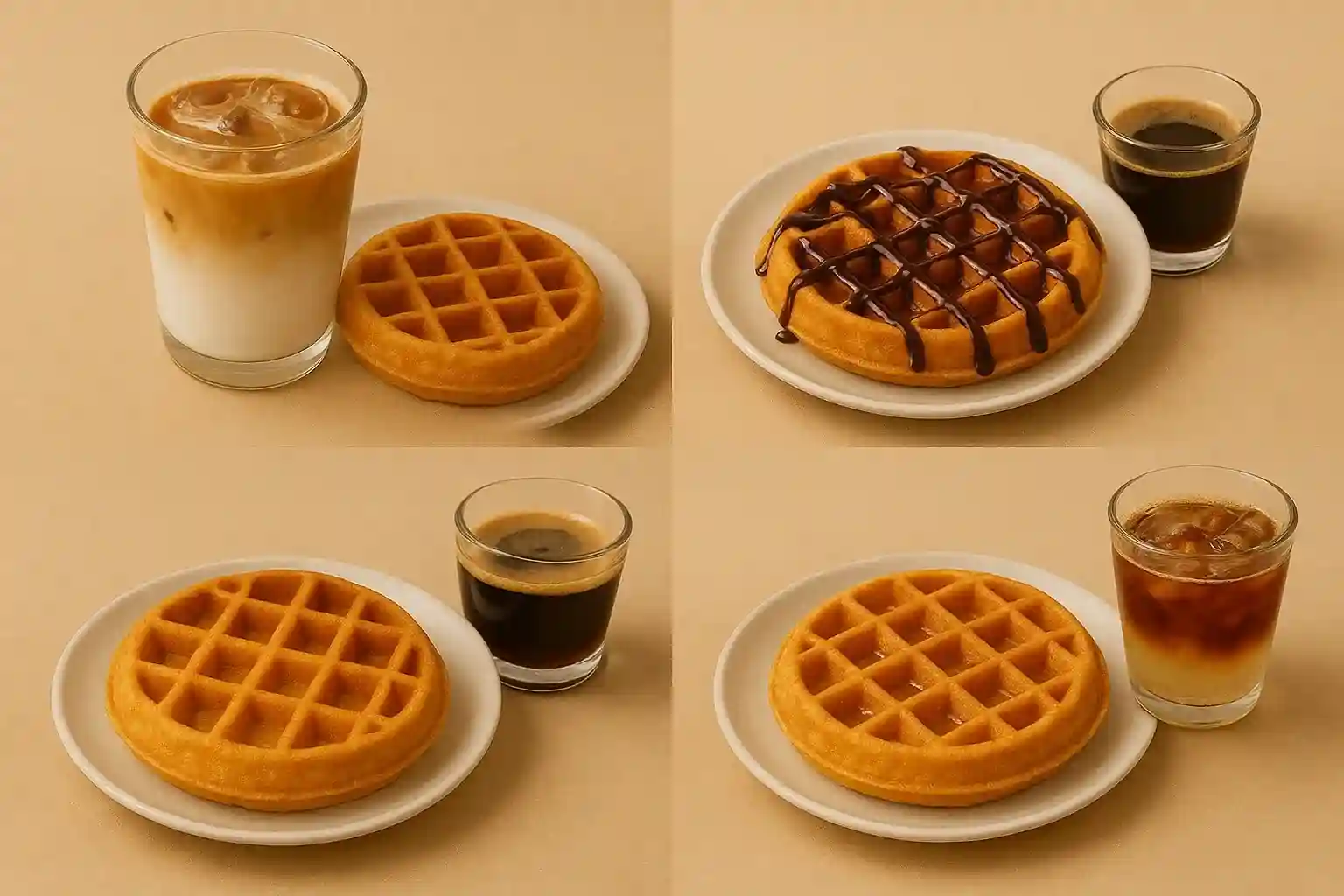serving ideas of waffles and espresso