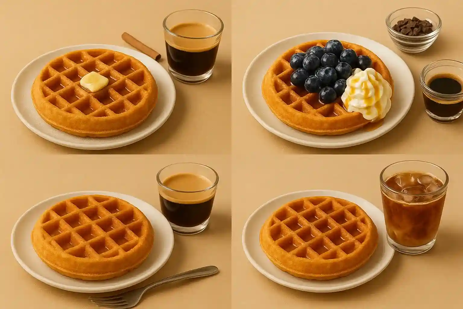 waffles and espresso combination