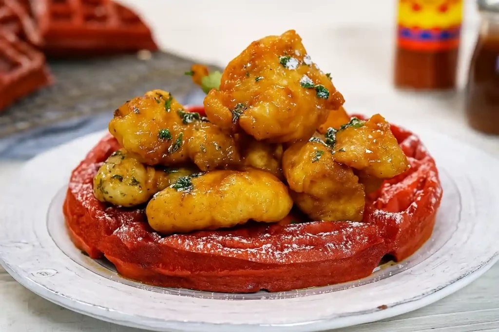 Chicken-and-Red-Velvet-Waffles